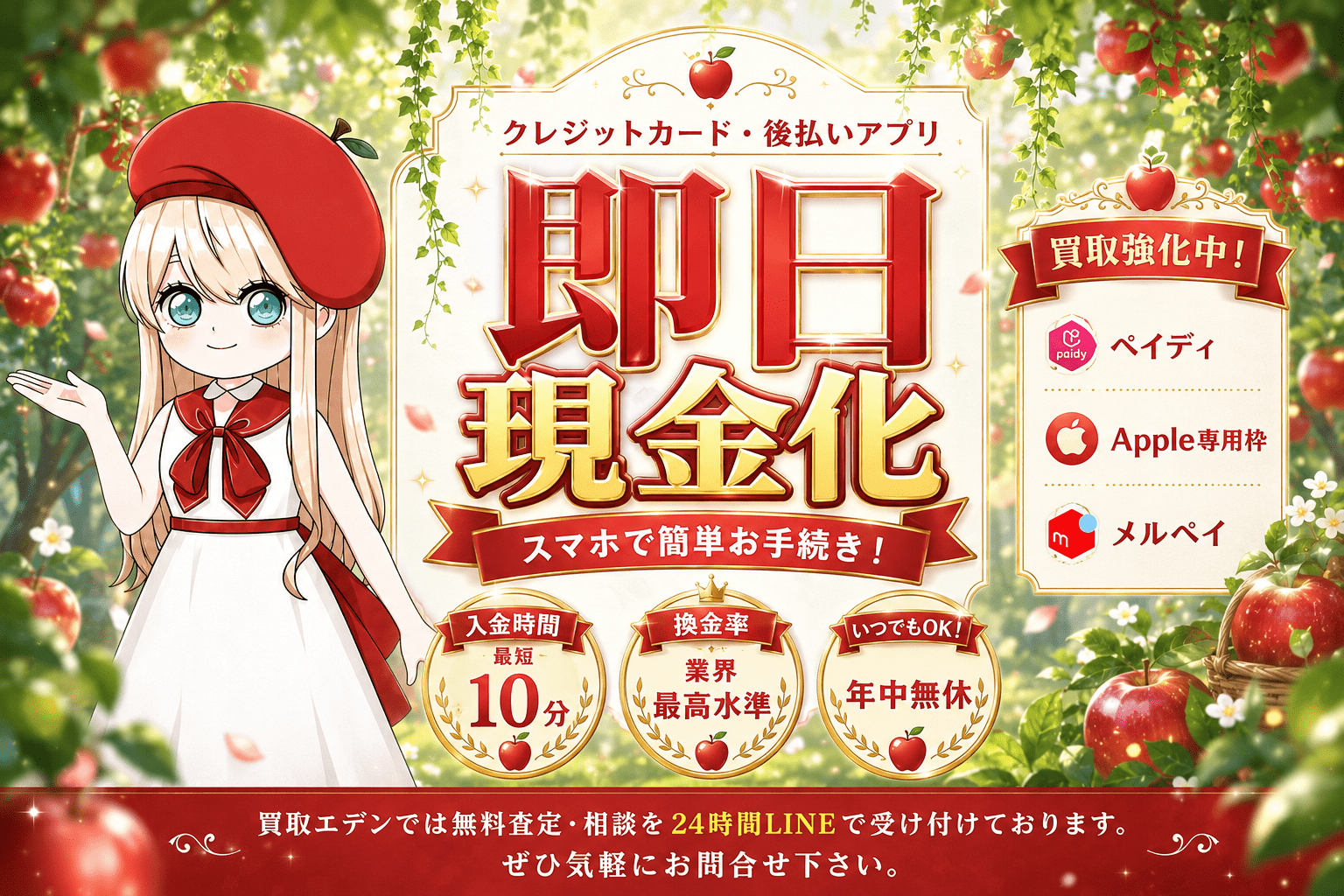クレジットカード・後払いアプリ 即日現金化